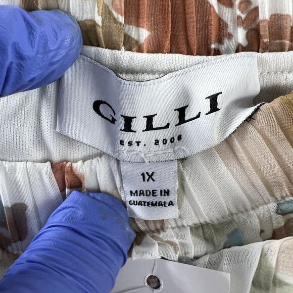 Gilli NWT Womens 1X Abstract Pleated Elastic Waist Midi Skirt Lined Flowy Artsy - Picture 7 of 9